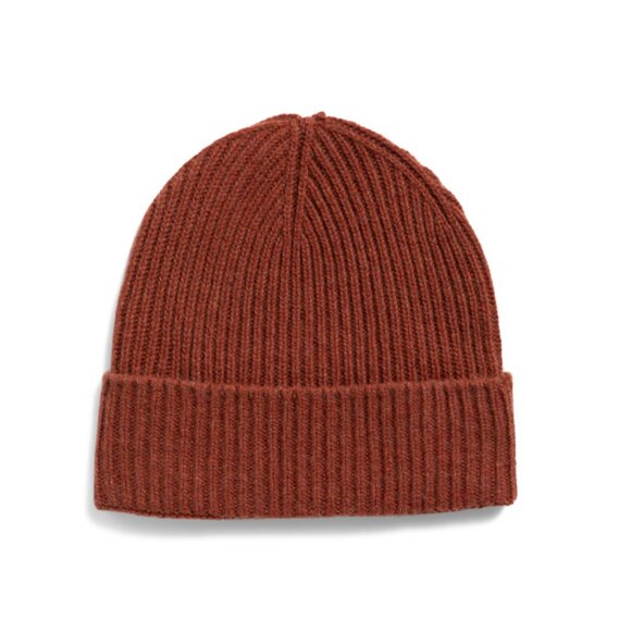 TESMA Burgundy Made In Italy Cashmere And Wool Blend Mini Rib Beanie - Picture 2 of 2